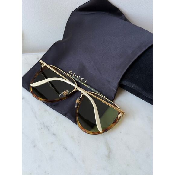 NEW Gucci GG0672S Havana Brown Green Lens Aviator Sunglasses main image 8